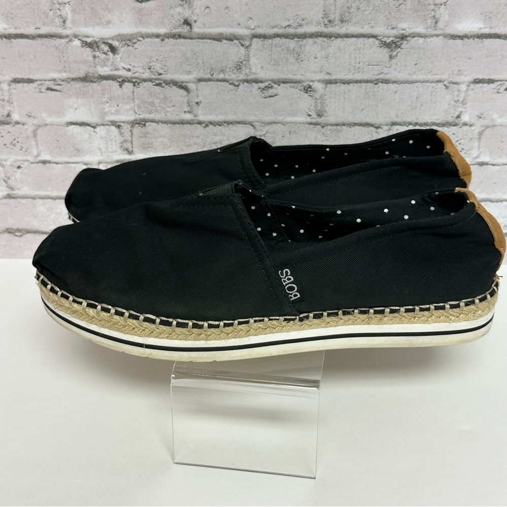 Bobs from Skechers Shoes Womens 8 Breeze Espadrille Black Canvas Comfort 32719